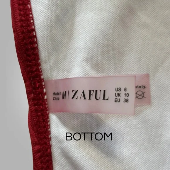 NWOT ZAFUL Textured Bandeau Bikini Set Lace-Up - Picture 6 of 9